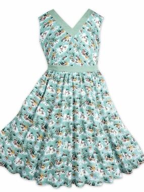 Disney Dress Shop Green Holiday Print Midi Dress size XS